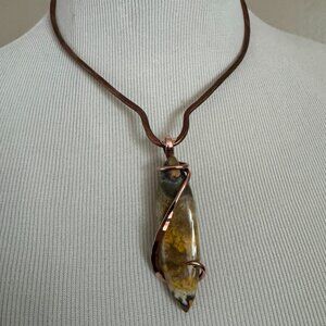 Bumblebee Jasper and Copper Pendant Necklace | Copper Choker | NWT